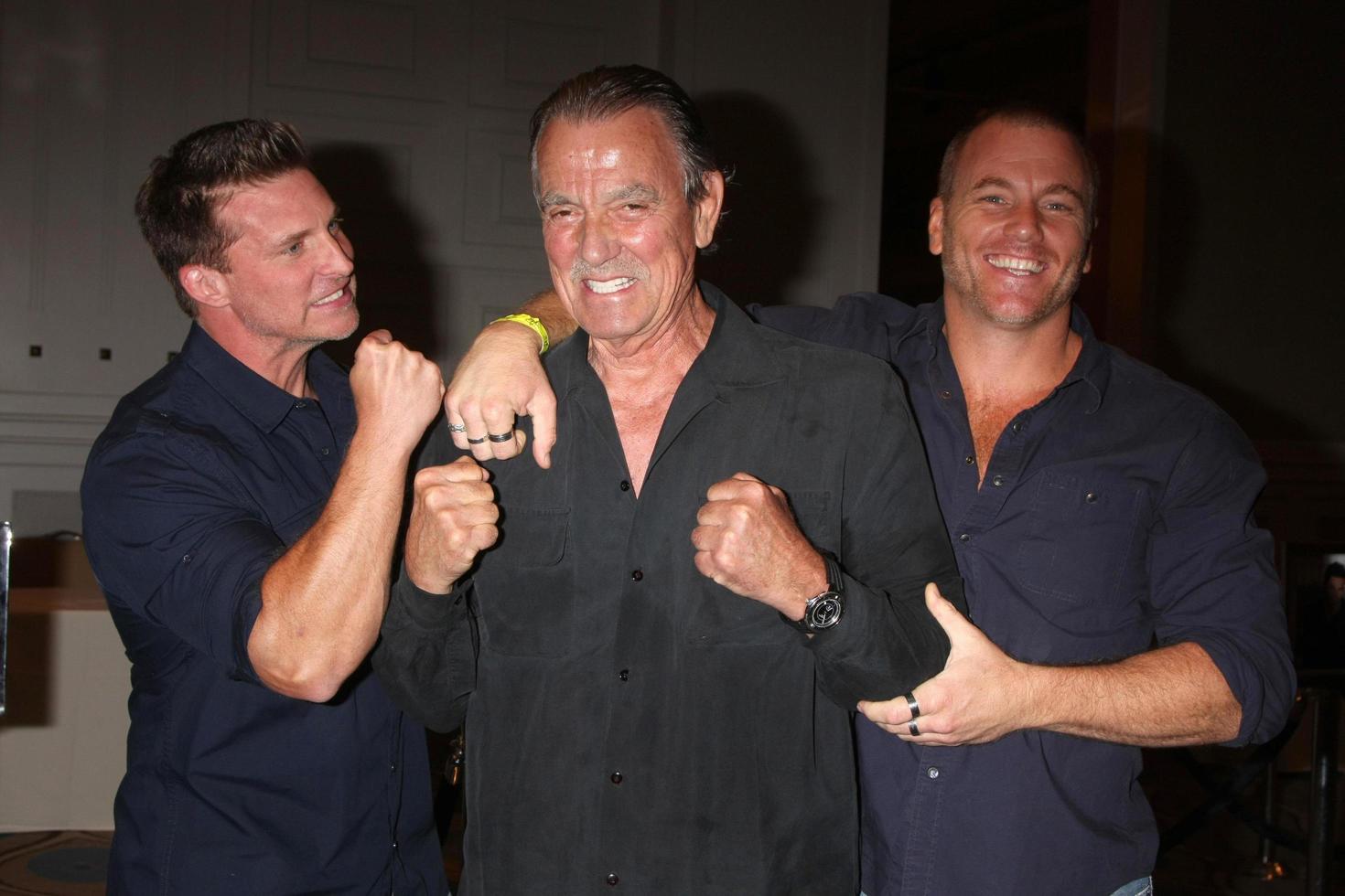 LOS ANGELES, AUG 15 - Steve Burton, Eric Braeden, Sean Carrigan at the The Young and The Restless Fan Club Event at the Universal Sheraton Hotel on August 15, 2015 in Universal City, CA photo