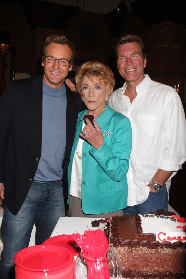 LOS ANGELES, MAR 24 - Doug Davidson, Jeanne Cooper, Peter Bergman at the Young and Restless 38th Anniversary On Set Press Party at CBS Television City on March 24, 2011 in Los Angeles, CA photo