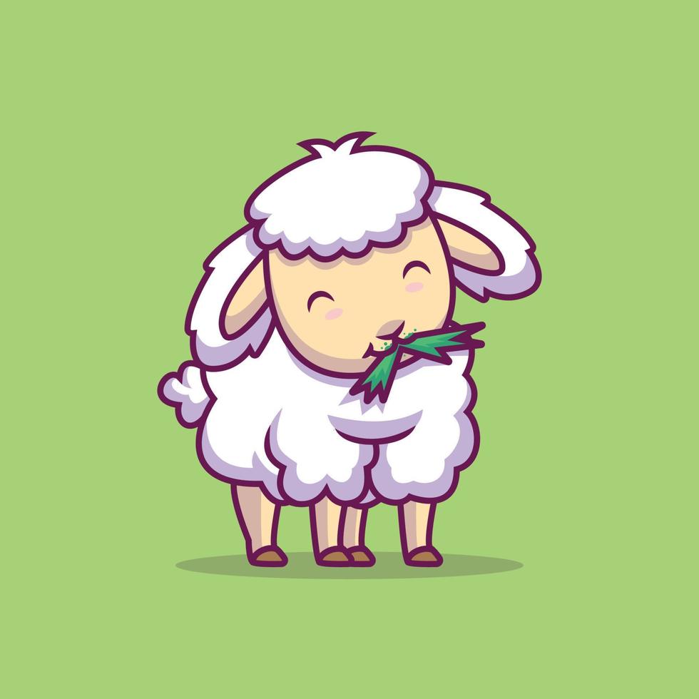 Cute sheep eating cartoon illustration vector