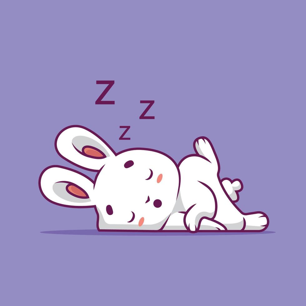 Cute rabbit sleeping cartoon illustration vector