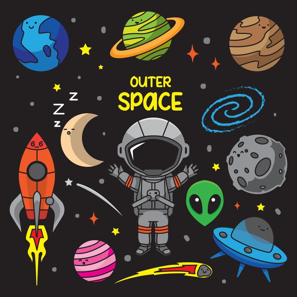 outer space doodles vector