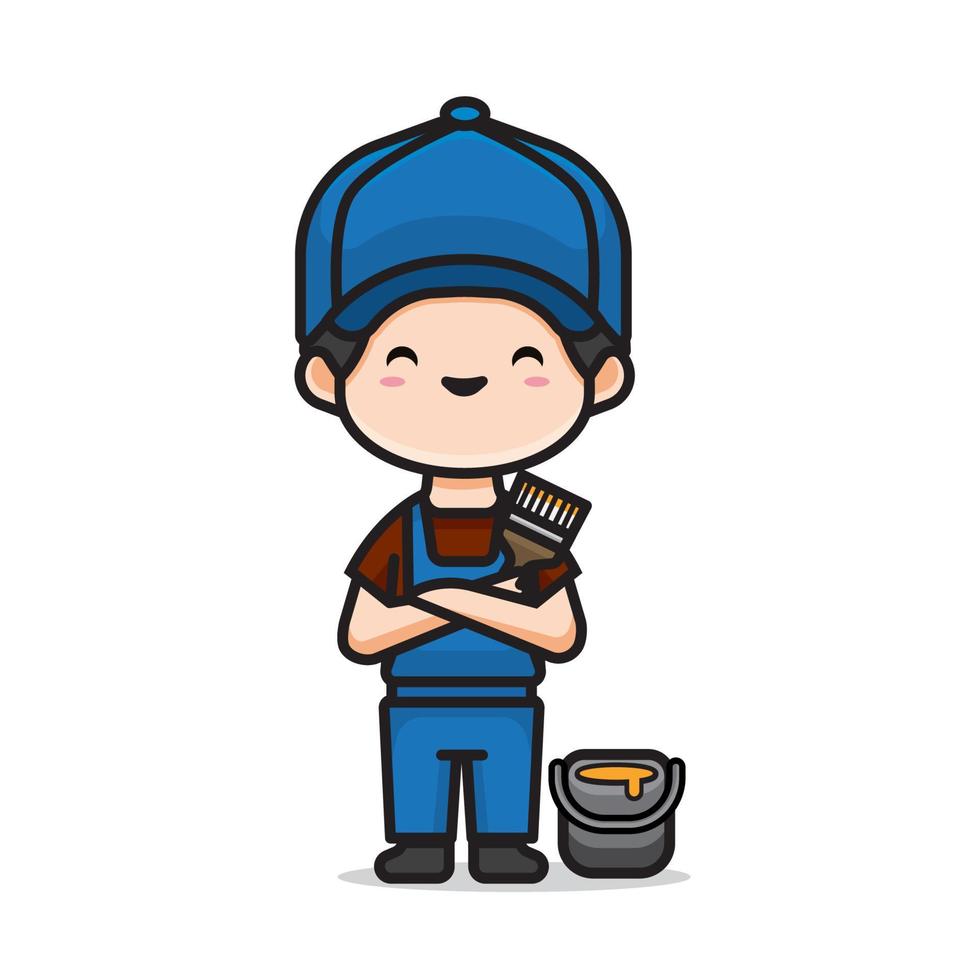 cute man painter vector