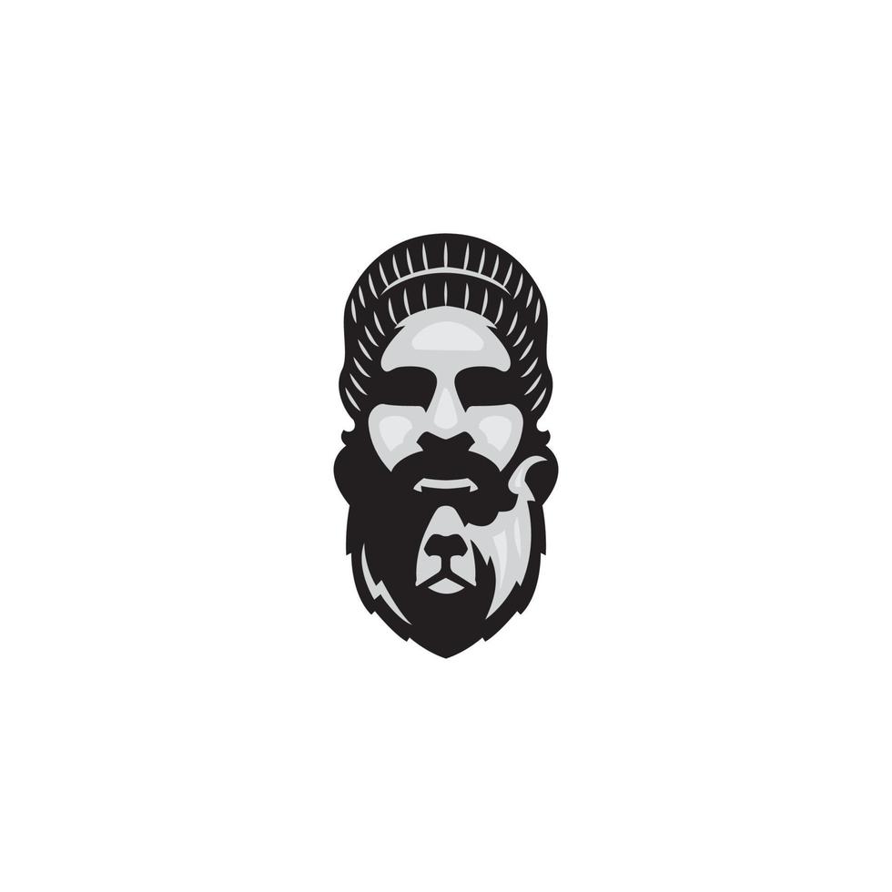 oso barba hombre mascota logo vector