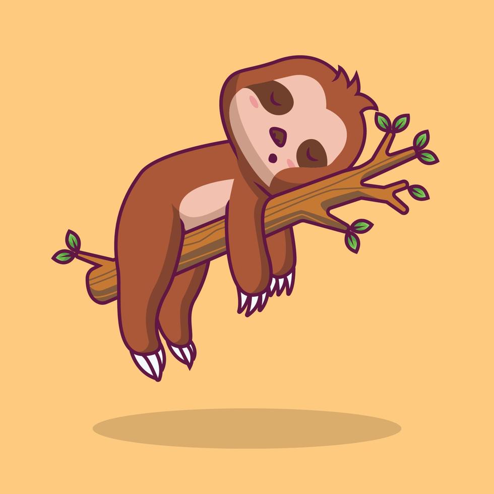 Cute sloth sleeping cartoon illustration vector