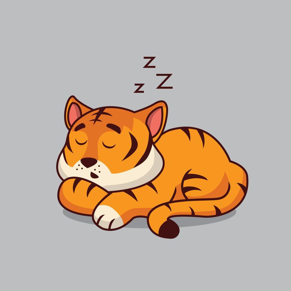 Cute tiger sleeping cartoon illustration vector