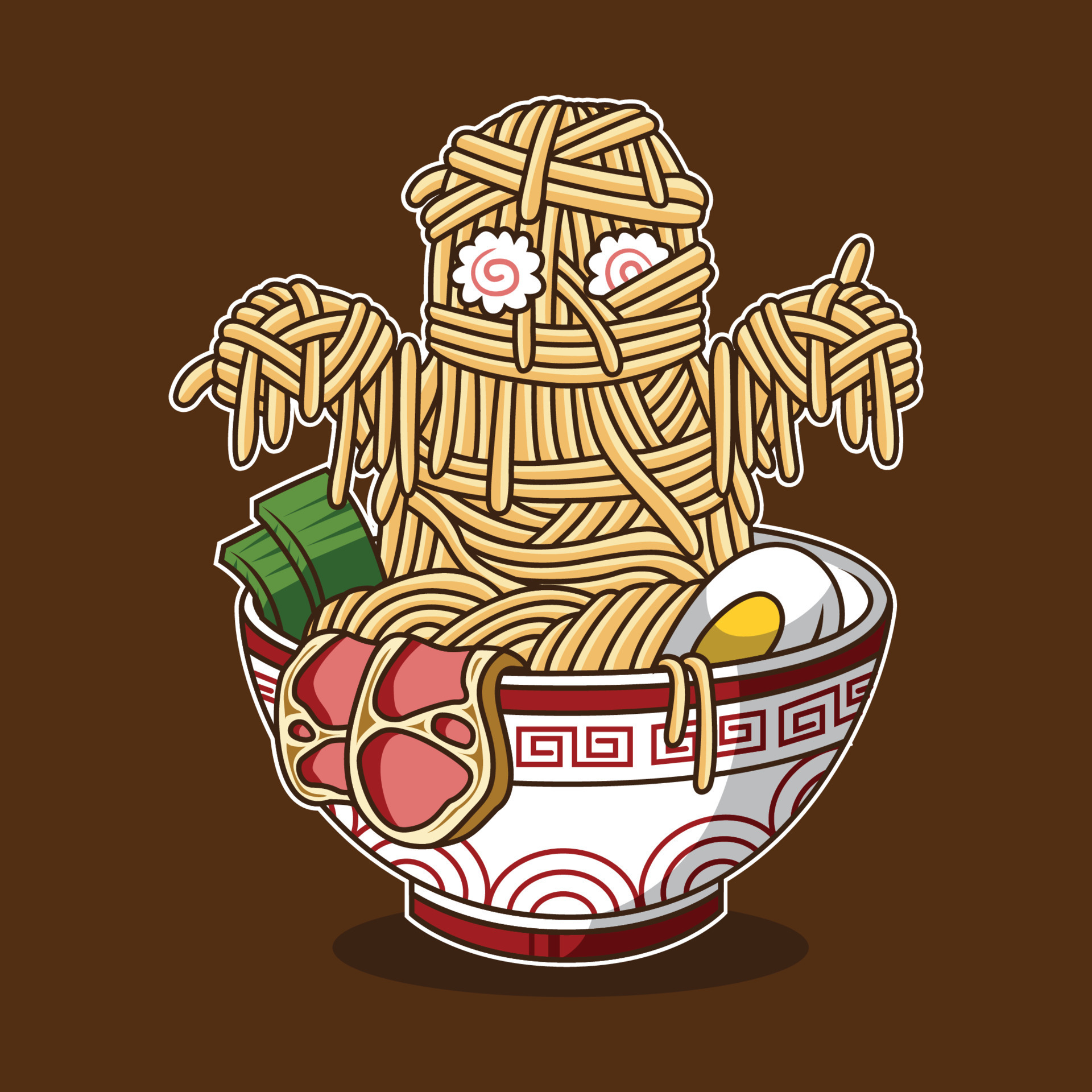 Monster ramen cartoon illustration 9779739 Vector Art at Vecteezy