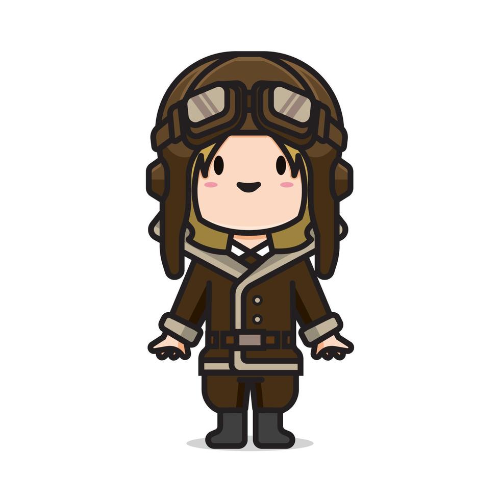 cute girl vintage pilot vector