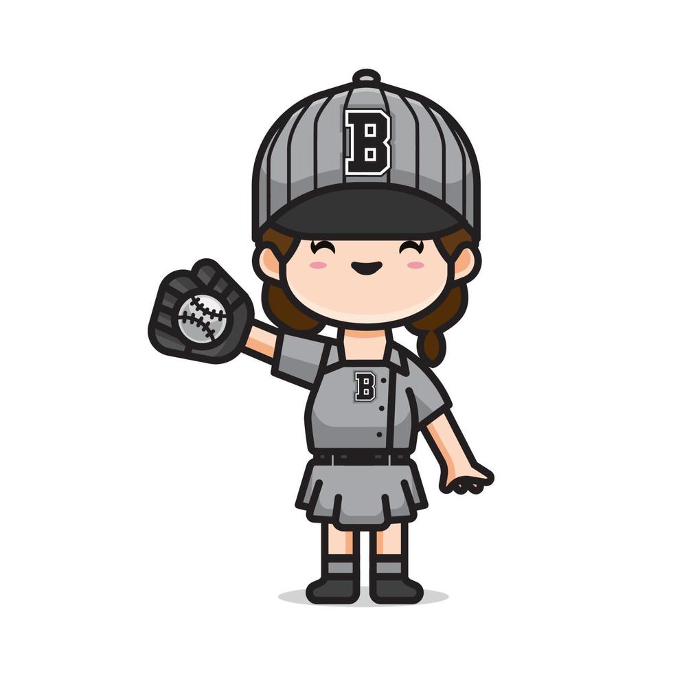 cute girl baseball vector