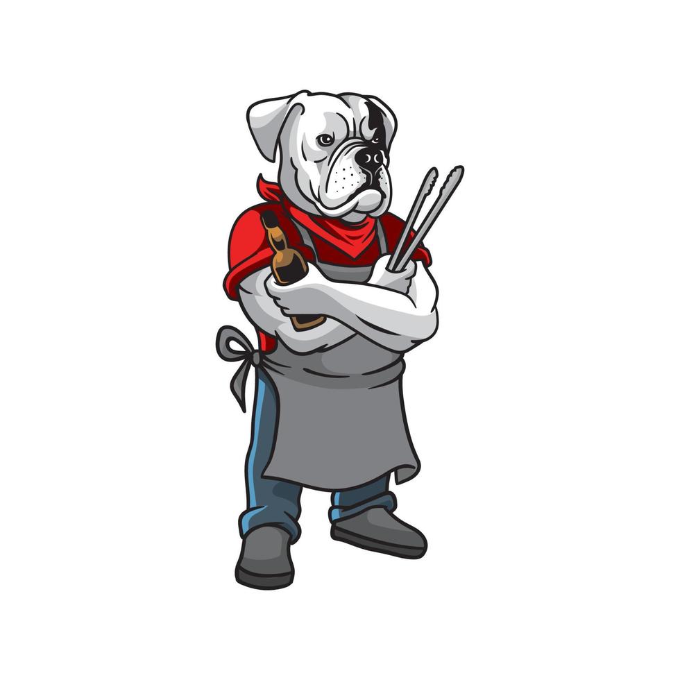 logotipo de mascota de barbacoa de bulldog vector