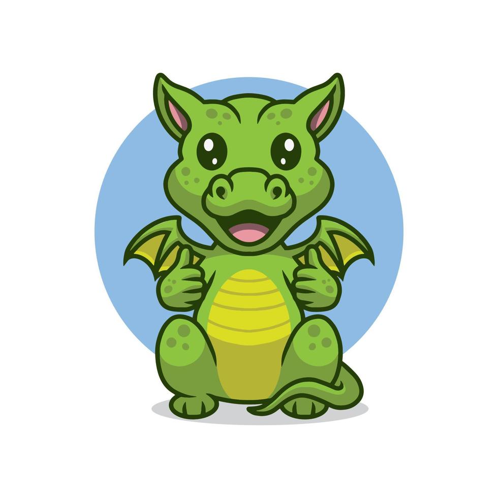 lindo dragón dando pulgar arriba dibujos animados vector premium