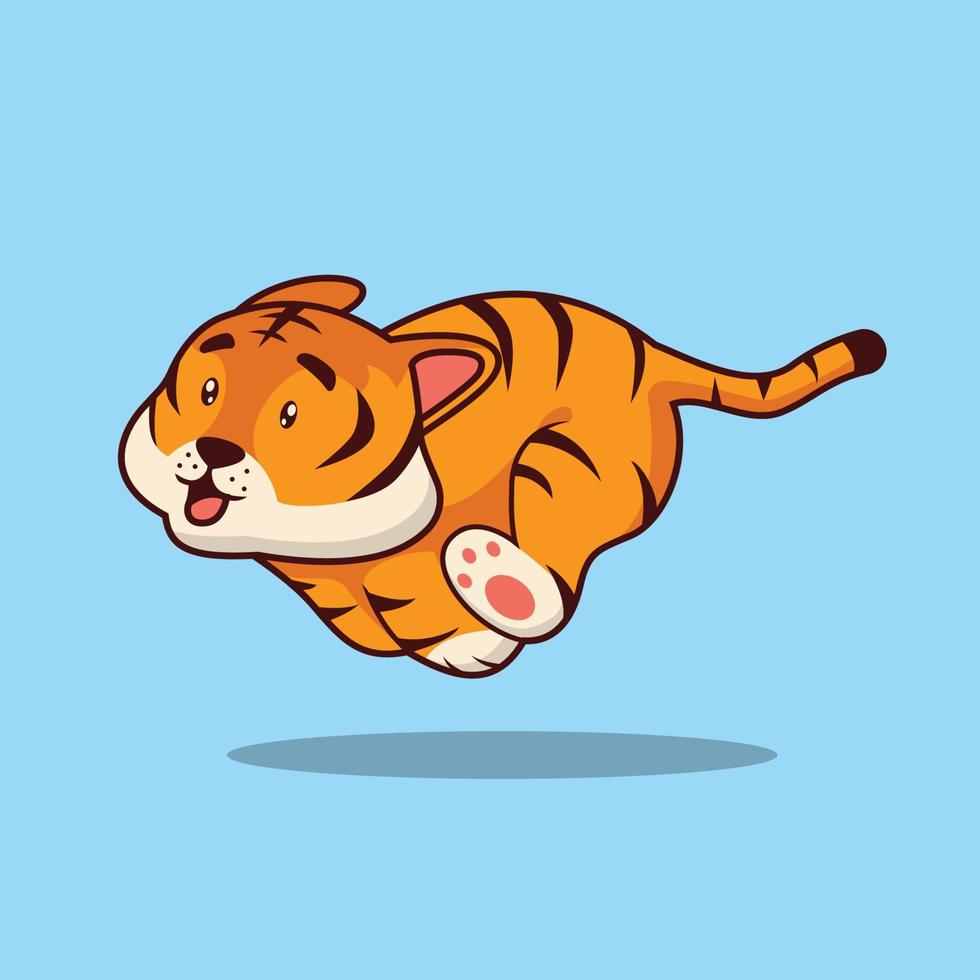 lindo tigre corriendo ilustración de dibujos animados vector