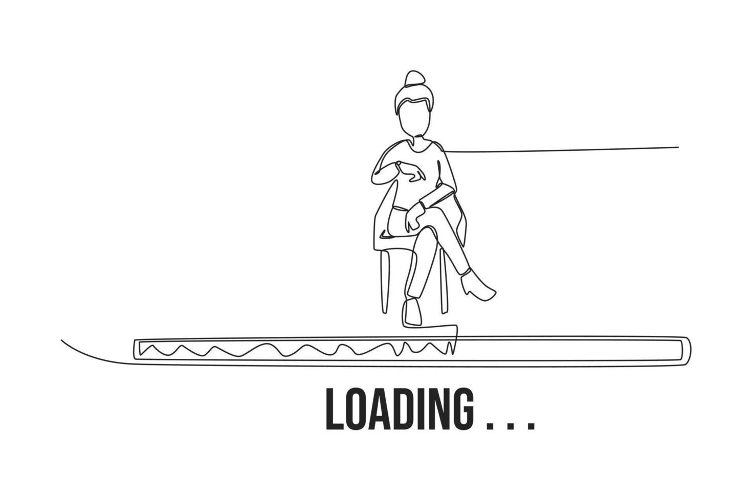 Continuous one line drawing progress loading bar icon. Measurement and performance level concept. Single line draw design vector graphic illustration.