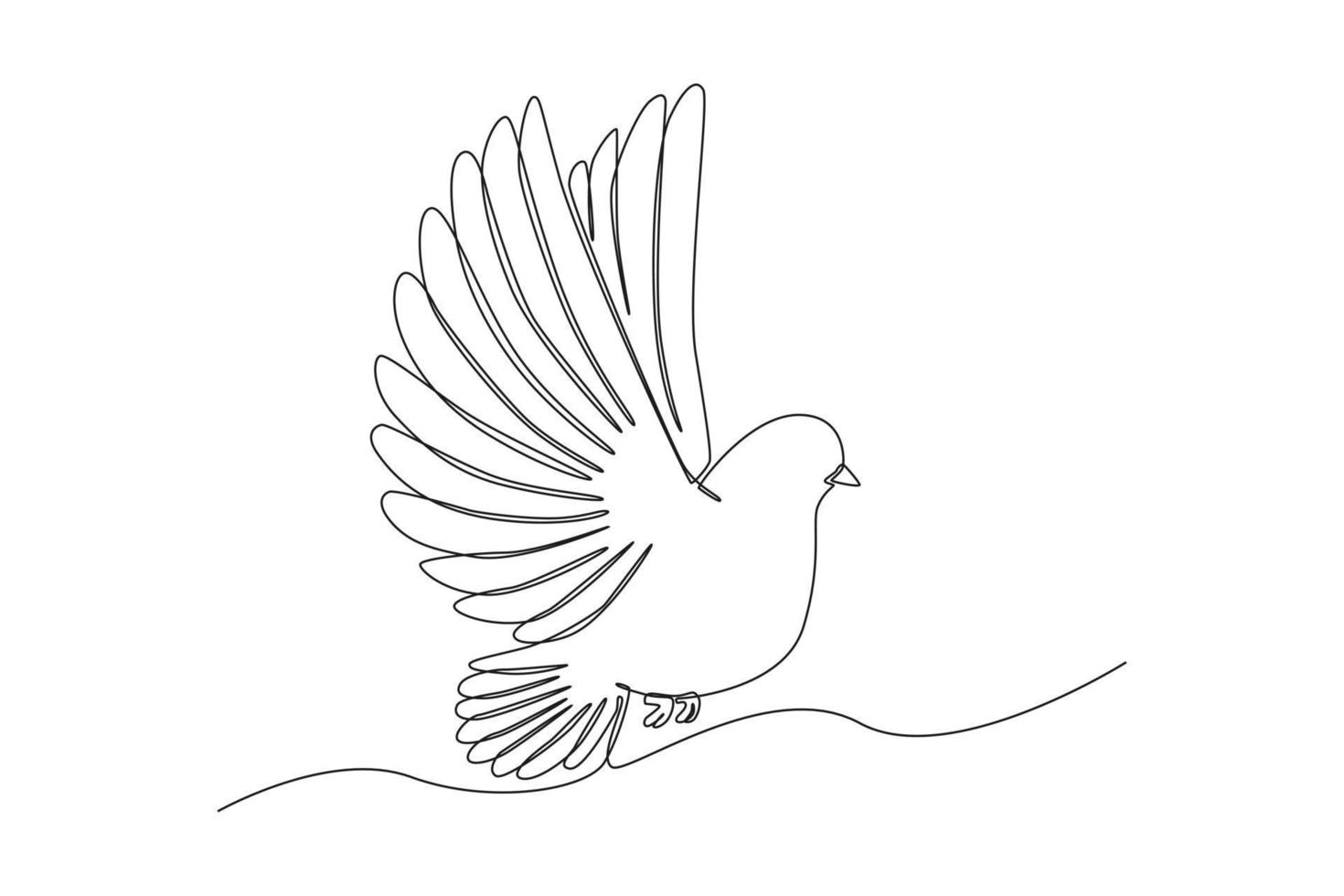 Continuous one line drawing flying dove. Peace day concept. Single line draw design vector graphic illustration.