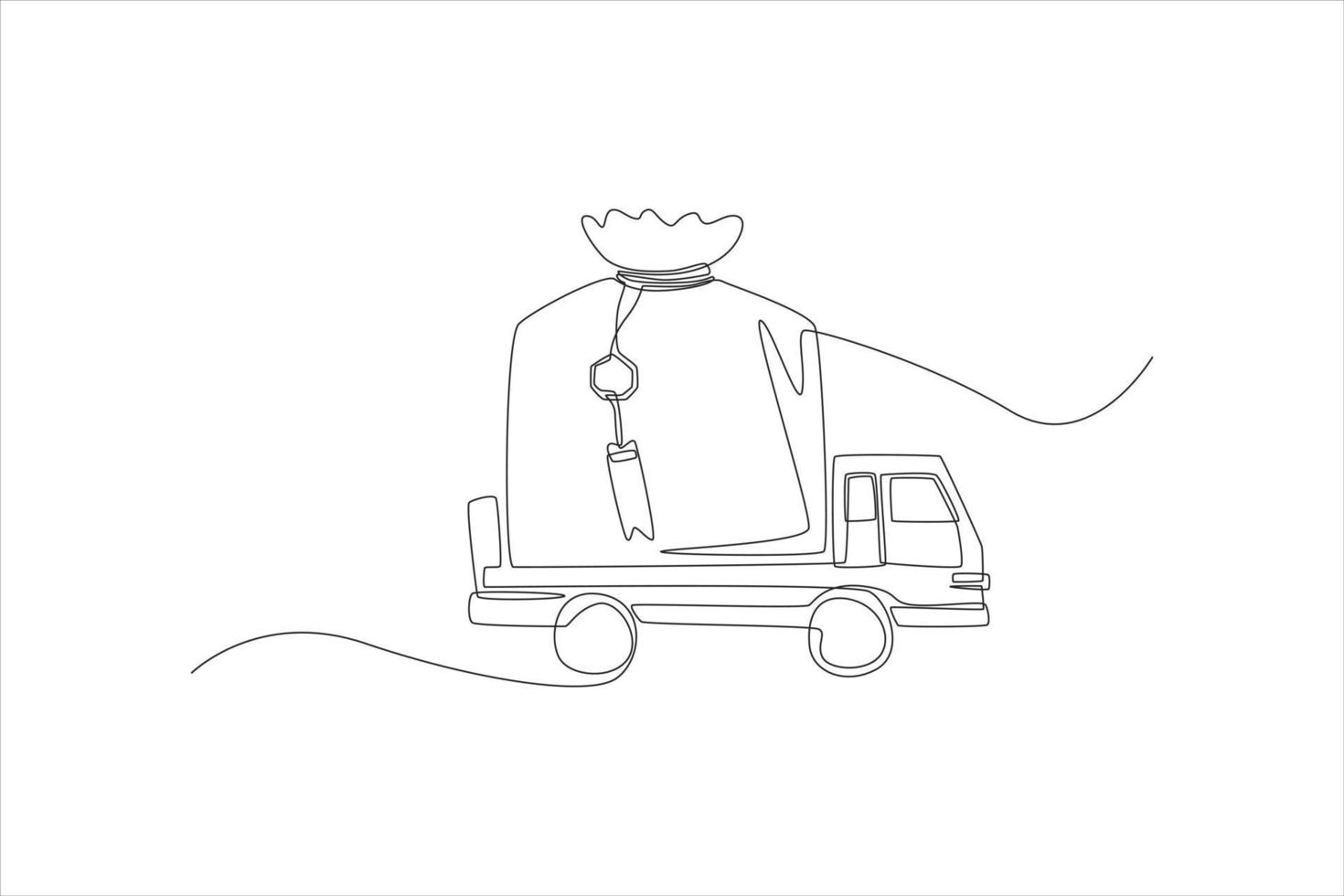 Single one line drawing chuseok food on trcuk. Happy chuseok concept. Continuous line draw design graphic vector illustration.