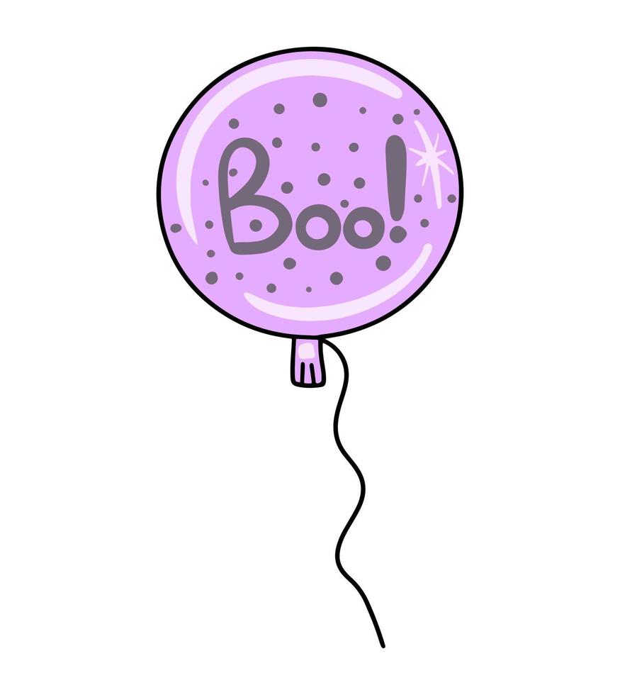 icono vectorial de un globo morado de halloween con la inscripción boo. vector
