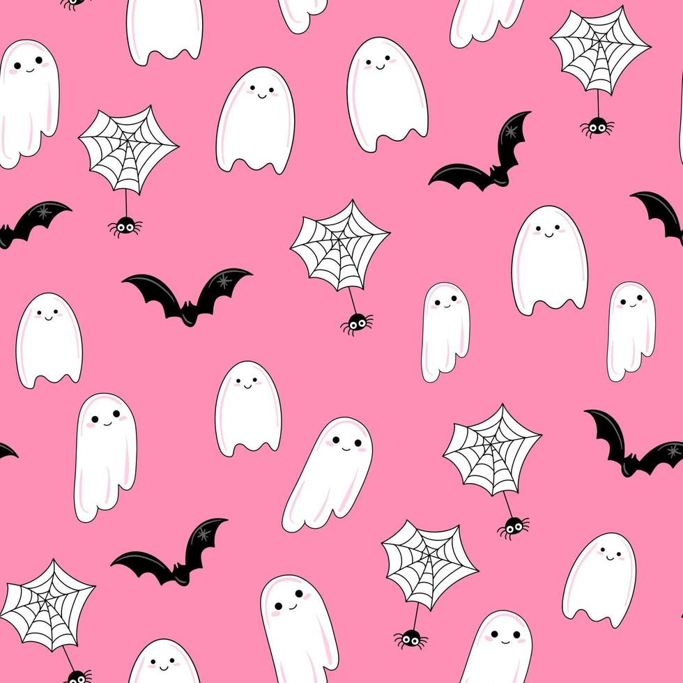 Ghost seamless pattern Halloween vector spooky scarf isolated repeat wallpaper tile background.