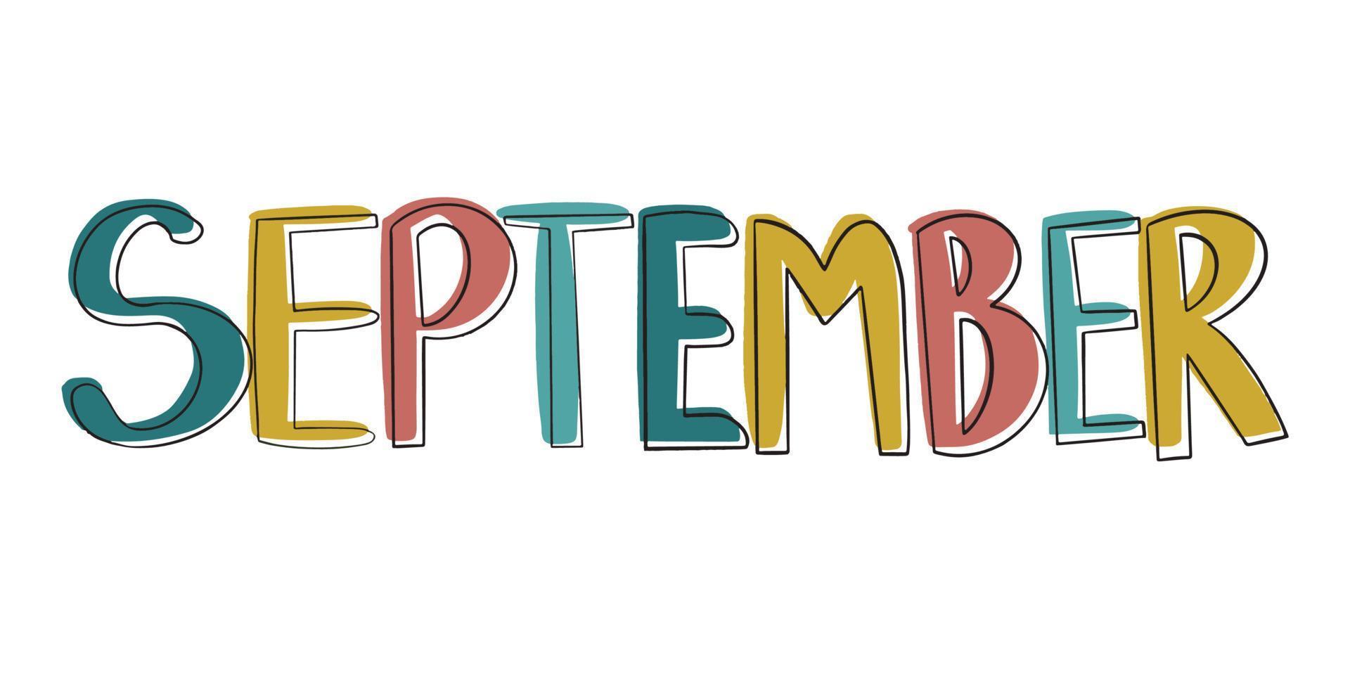 vector de septiembre. letras a mano, frase de otoño para el diseño. para impresión, sitios web, blogs, etiquetas.