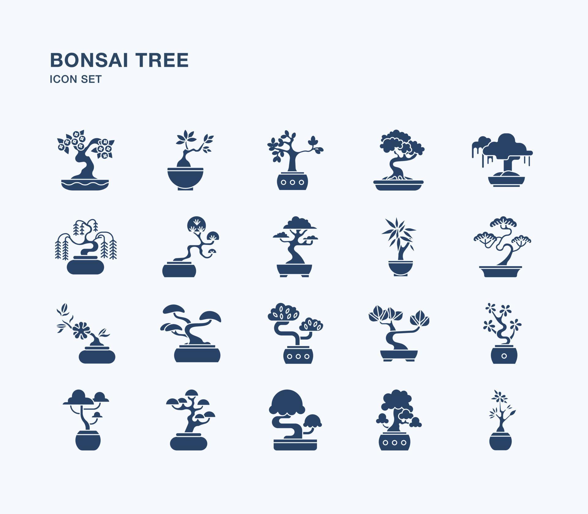 Bonsai tree solid icon set 9780075 Vector Art at Vecteezy