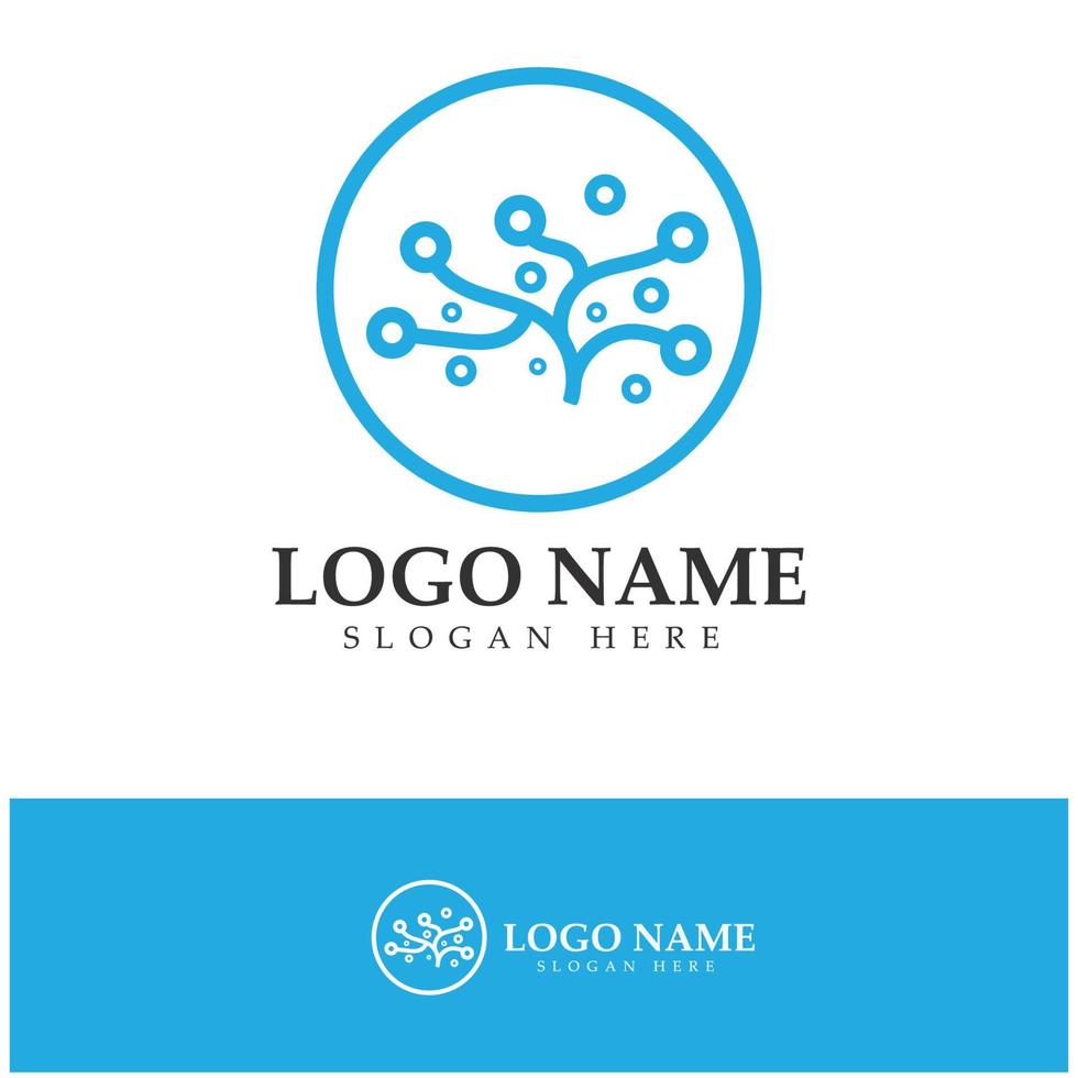 Neuron logo or nerve cell logo design,molecule logo illustration template icon with vector concept