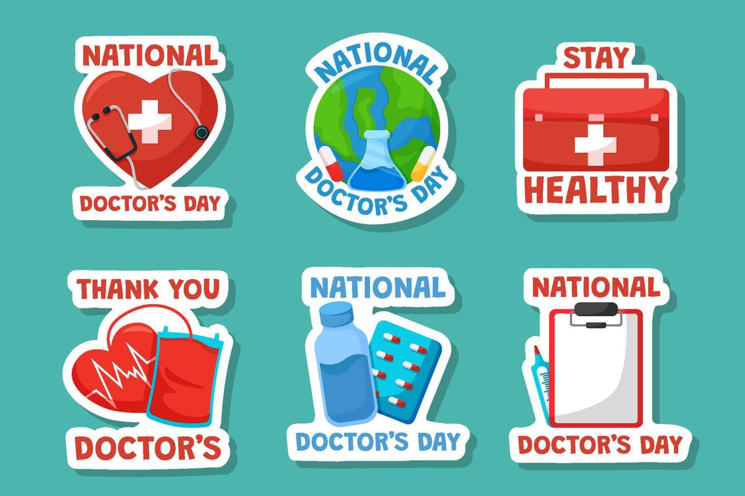 National Doctor Day Sticker vector