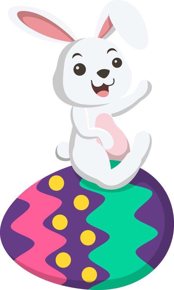 Cute little white bunny with Easter egg vector