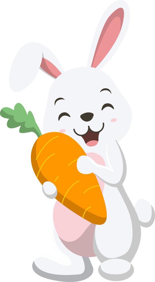 Cute white rabbit holding a carrot vector