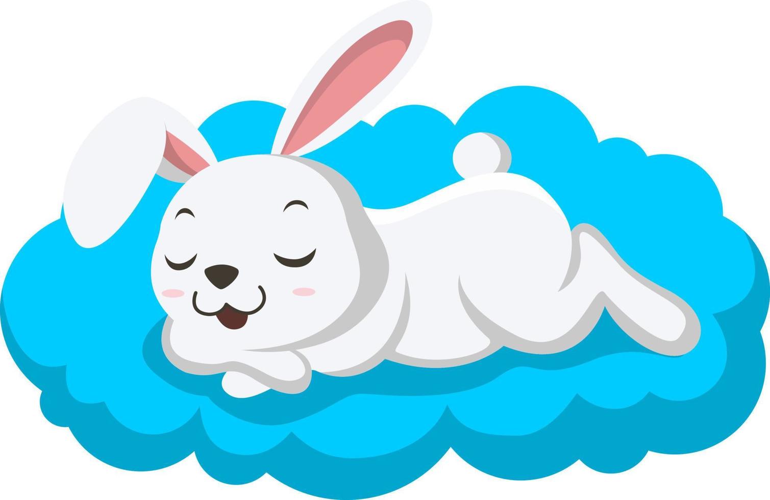 Cute little white bunny sleeping on pillow vector