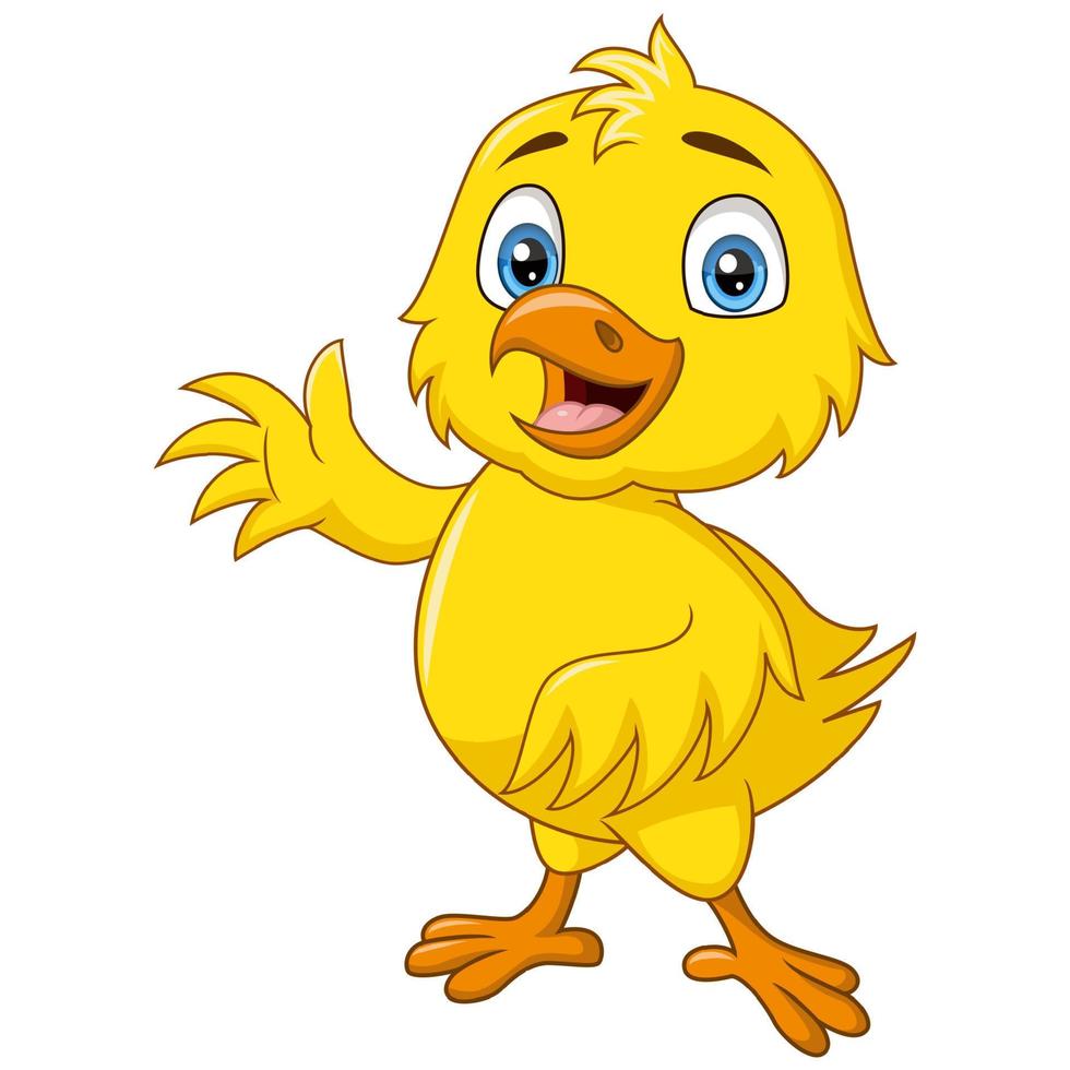 Cute baby duck cartoon waving hand vector