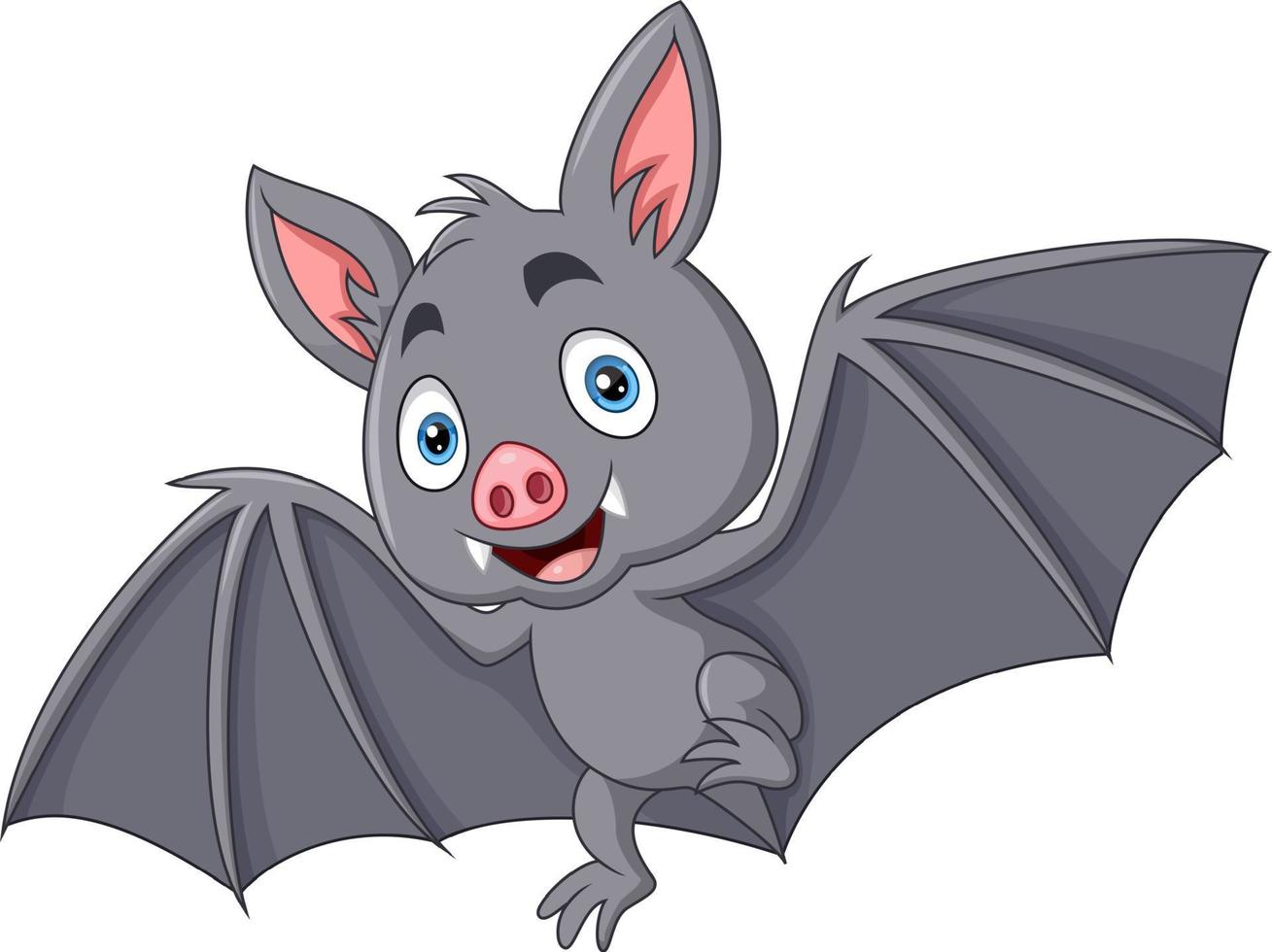 Cute bat flying cartoon on white background vector