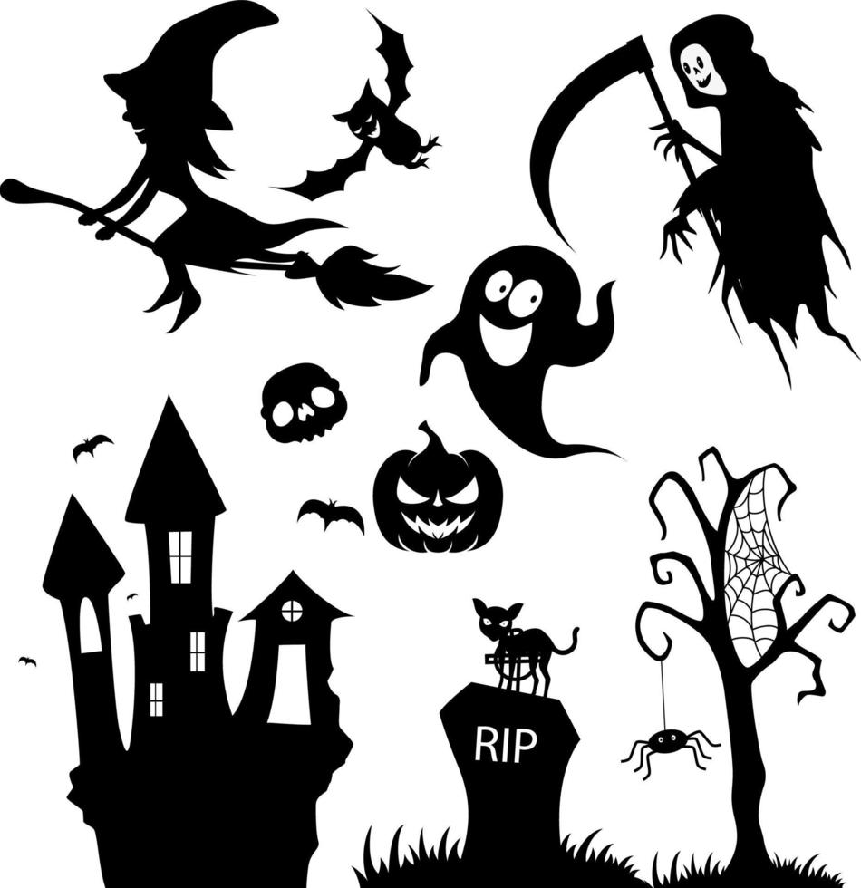 Cute Halloween icon collection set vector