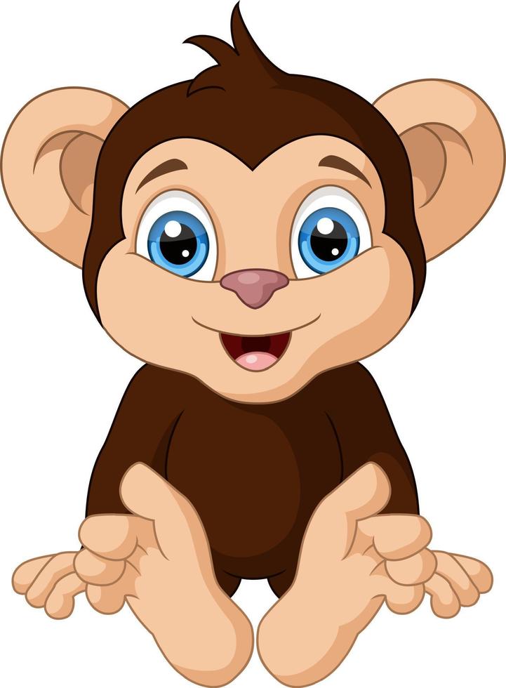 Cute baby monkey cartoon sitting vector