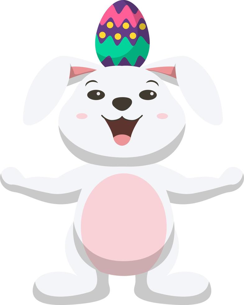 Cute little white bunny with Easter egg vector