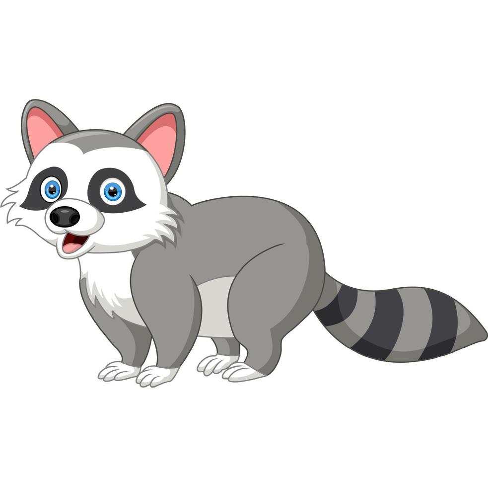 Happy raccoon cartoon isolated on white background vector