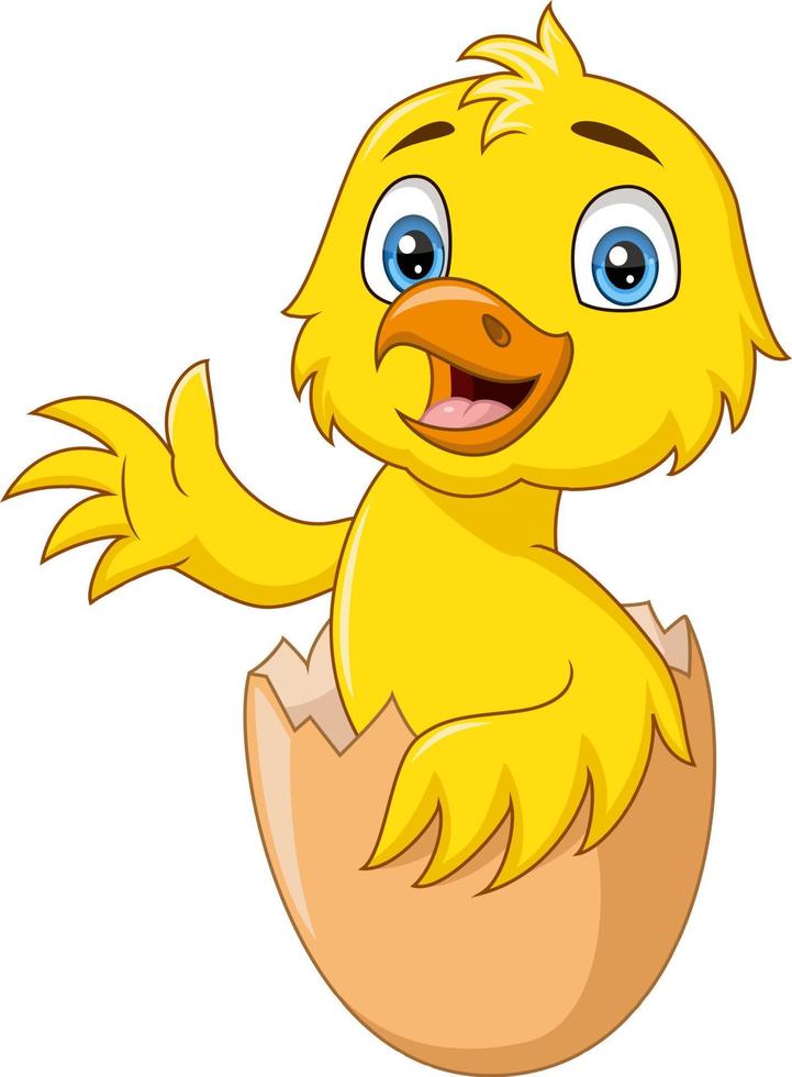 Cute baby duck cartoon coming out of an egg vector