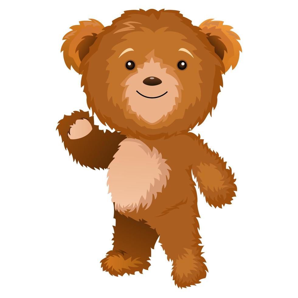 lindo oso de peluche saludando con la mano vector