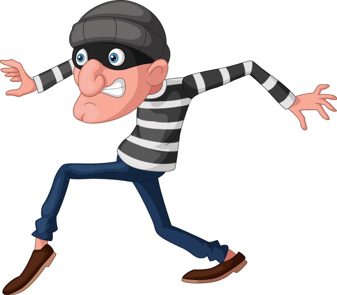 Cute thief cartoon walking carefully vector