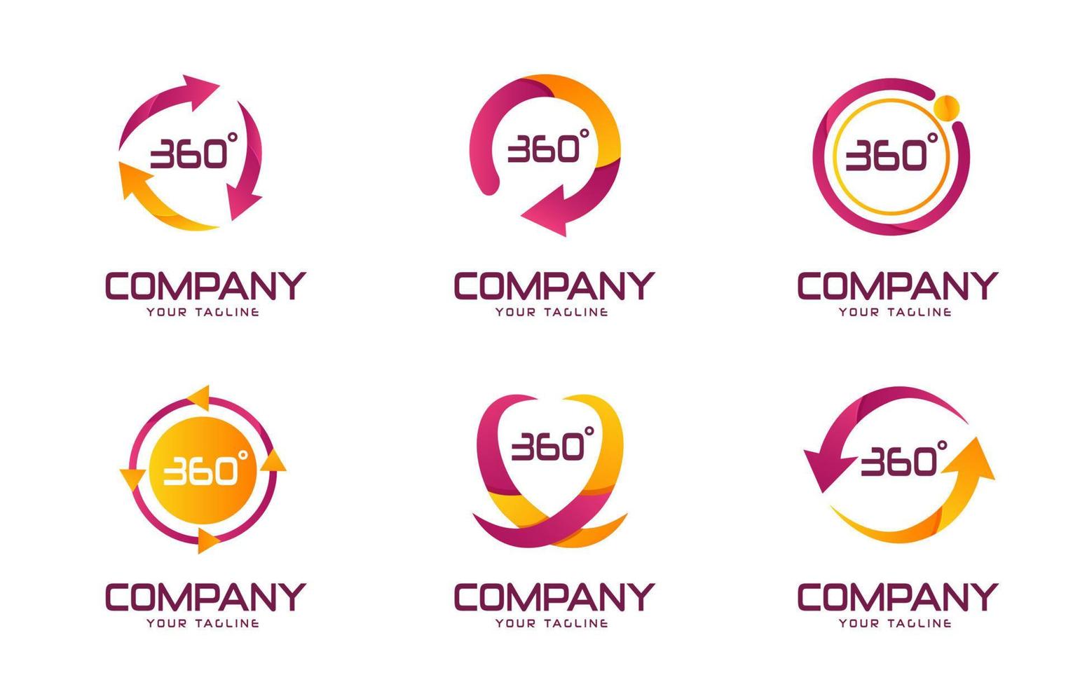 colección de logotipos de gradiente 360 set vector