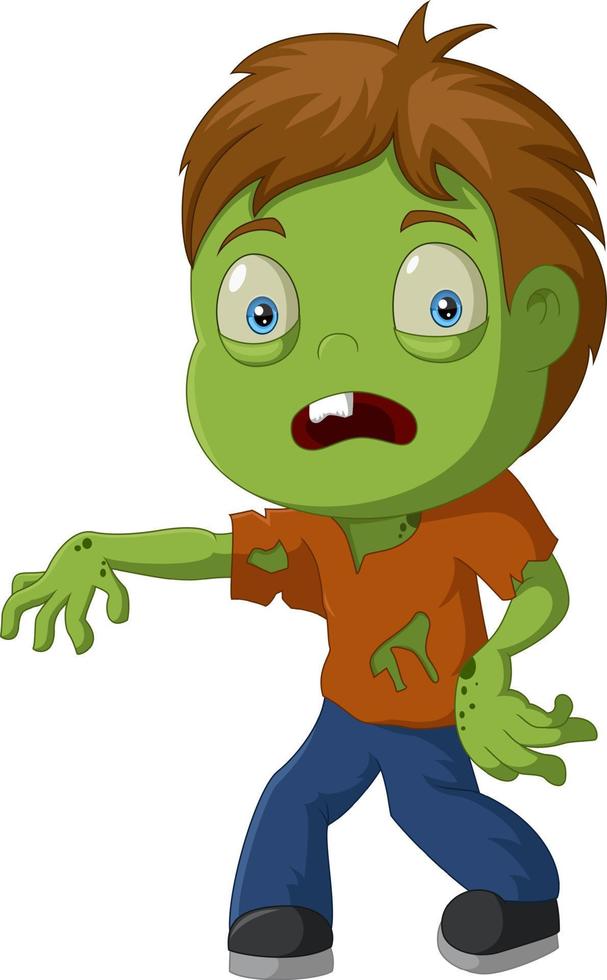 Scary zombie cartoon on white background vector