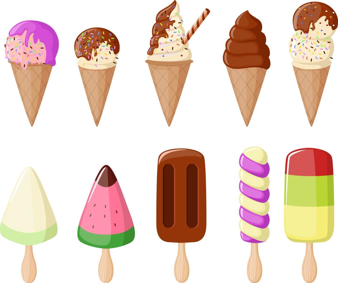 lindo juego de colección de helados vector