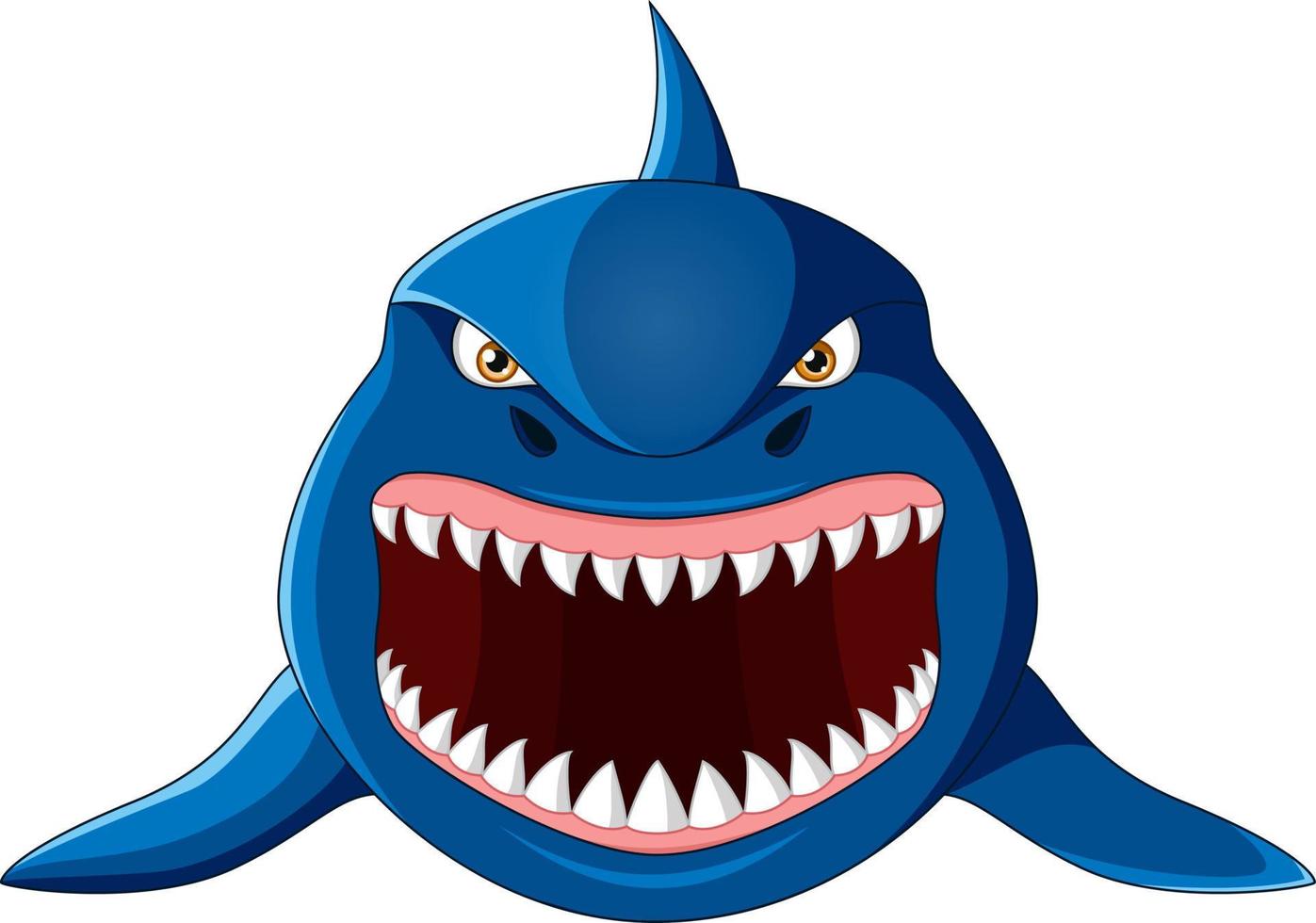 Cartoon angry shark isolated on white background vector