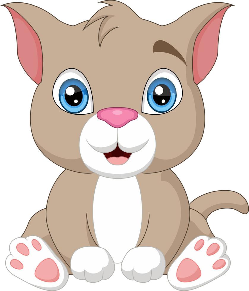 lindo gatito sentado de dibujos animados vector