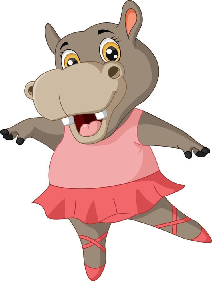 bailarina de ballet de dibujos animados lindo hipopótamo vector