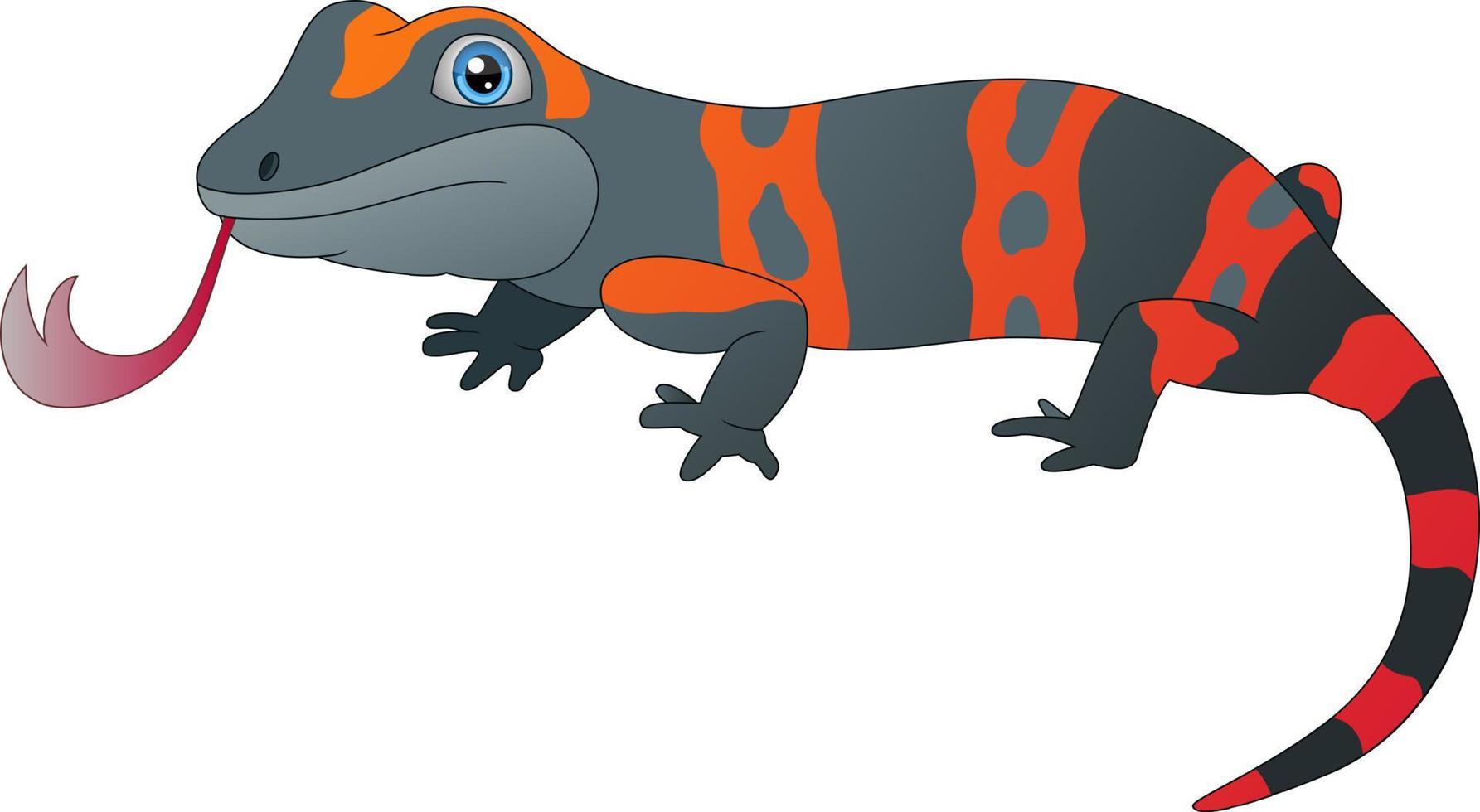 Cute lizard cartoon on white background vector