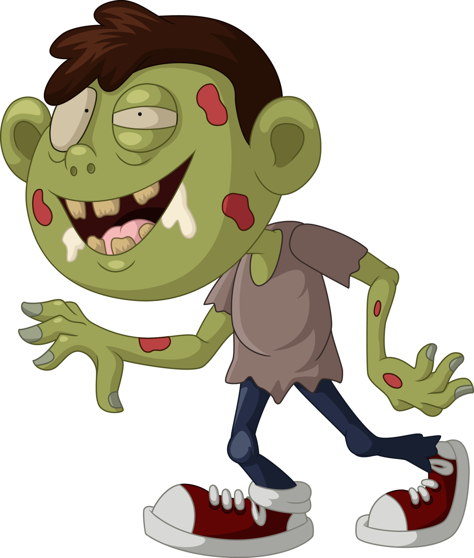 Scary zombie cartoon on white background 9780672 Vector Art at Vecteezy