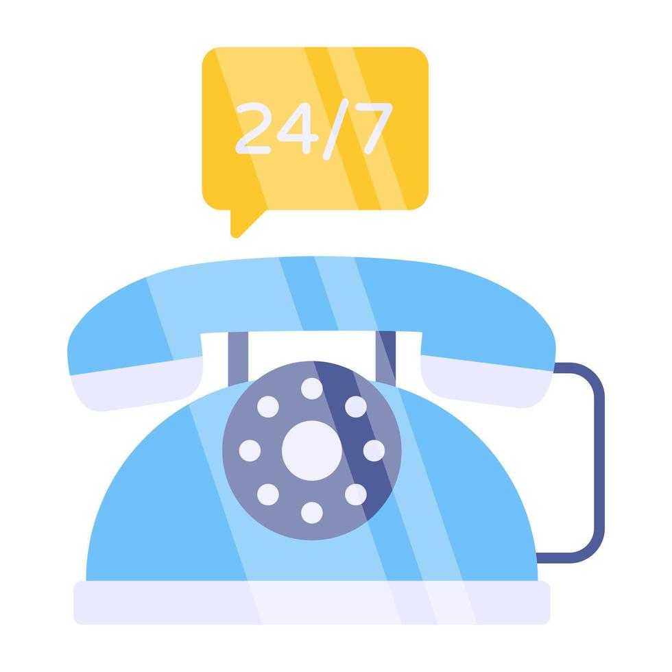 24 7hr service icon in flat design vector