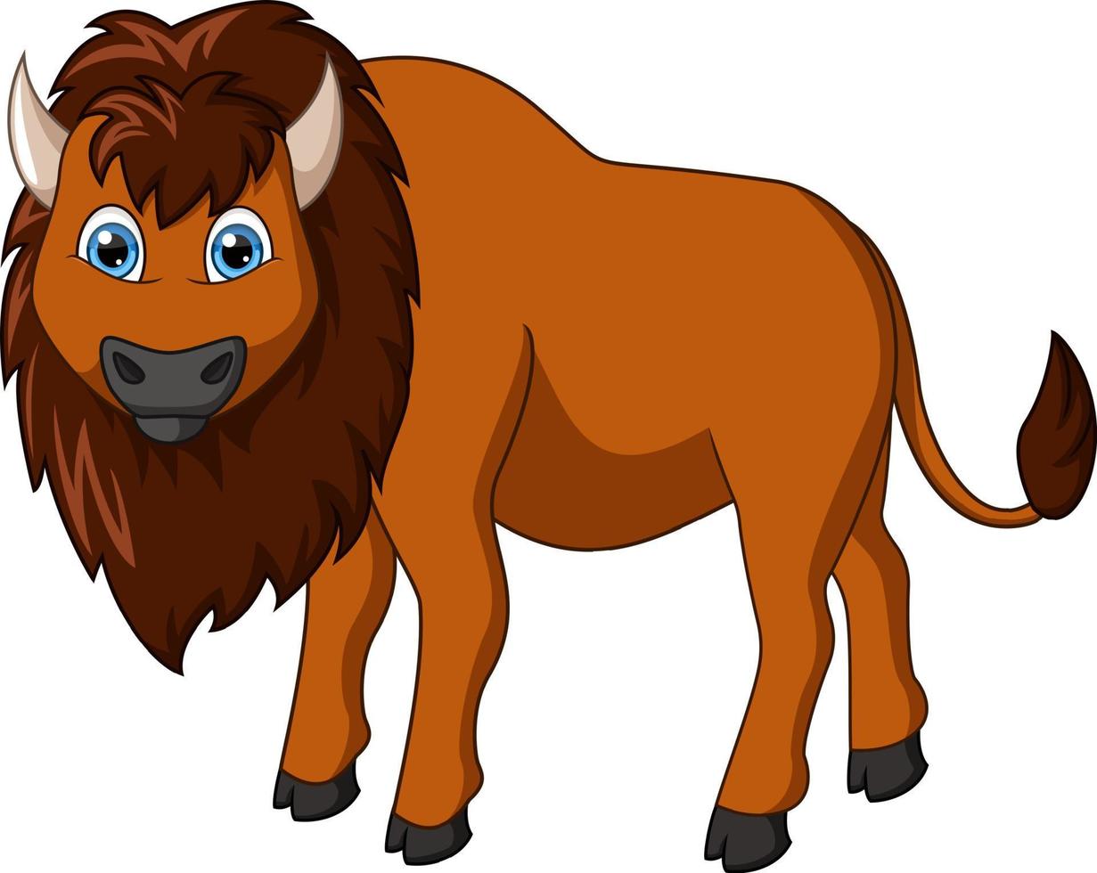 Cute bison cartoon isolated on white background vector