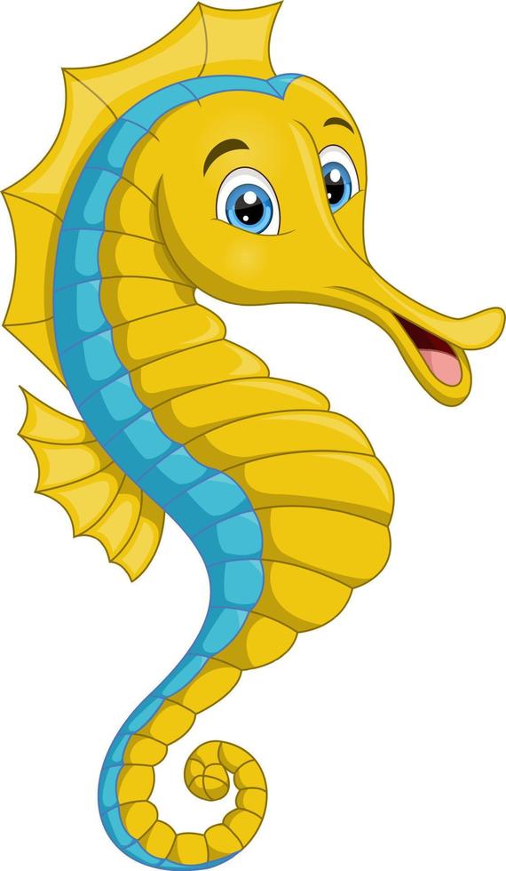 Cute seahorse cartoon on white background vector