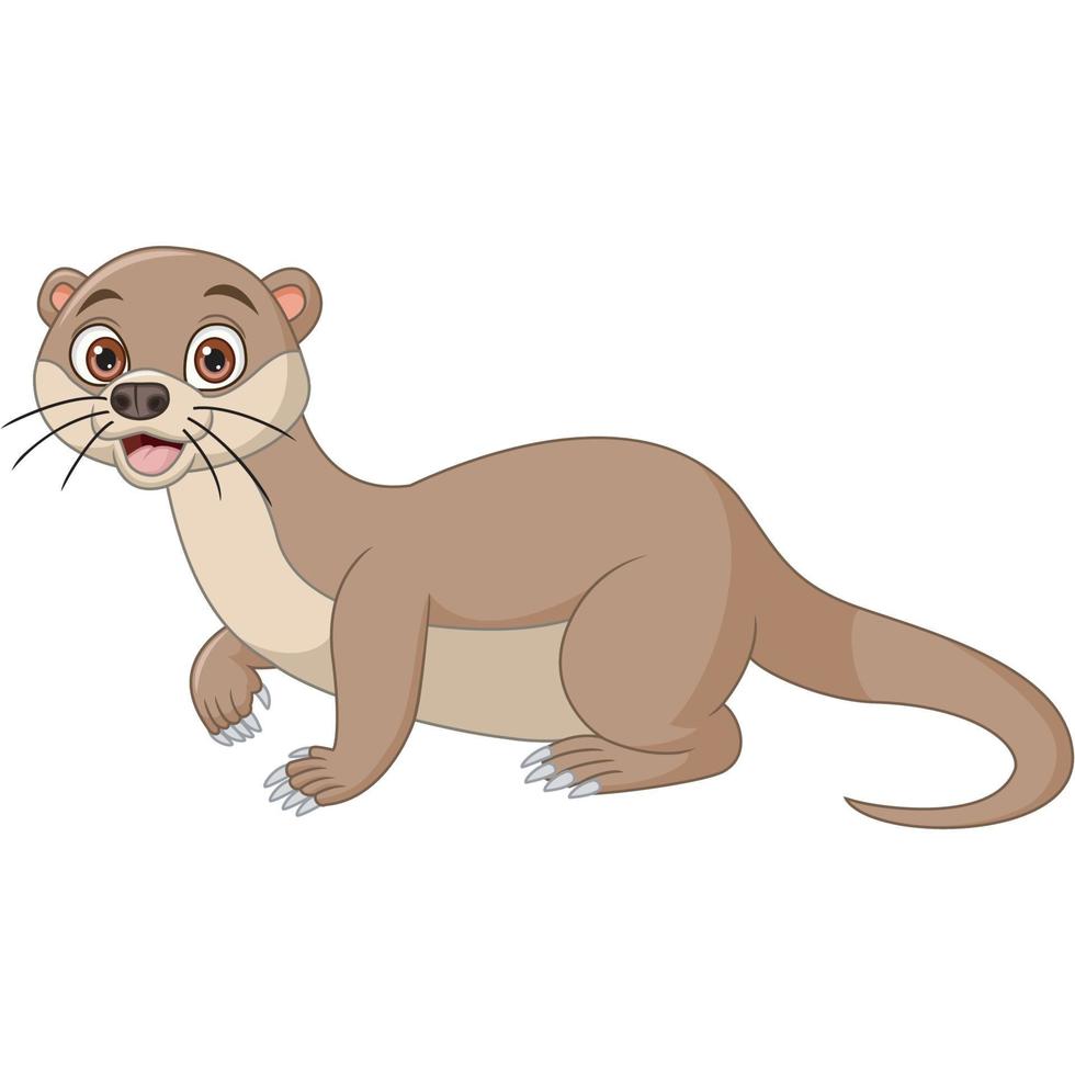 Cute otter cartoon on white background vector
