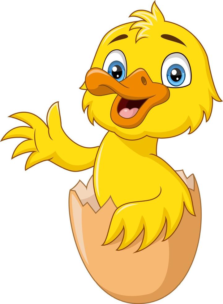 Cute baby duck cartoon coming out of an egg vector