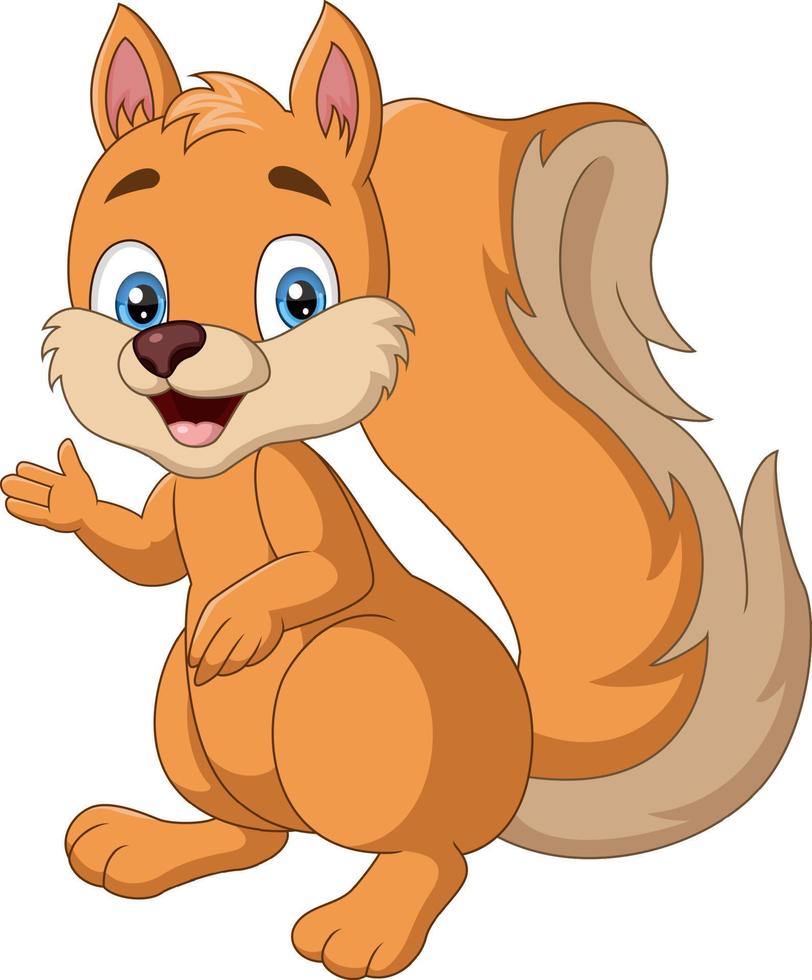 Cute little squirrel cartoon waving hand vector